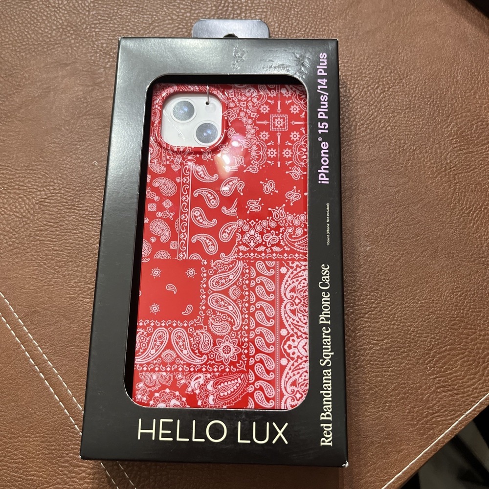 Hello Lux Red Bandana Square iPhone 15 Plus/14 Plus Phone Case